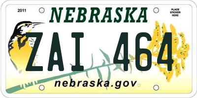 NE license plate ZAI464