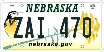 NE license plate ZAI470