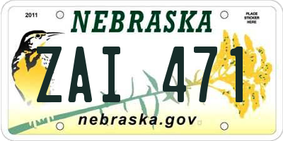 NE license plate ZAI471