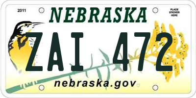 NE license plate ZAI472