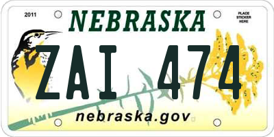 NE license plate ZAI474