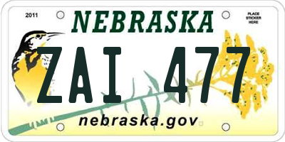 NE license plate ZAI477