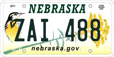 NE license plate ZAI488