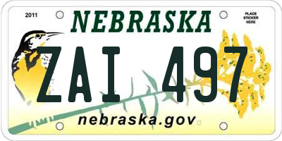 NE license plate ZAI497