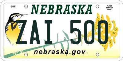 NE license plate ZAI500