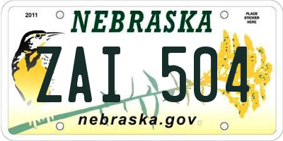 NE license plate ZAI504