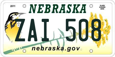 NE license plate ZAI508