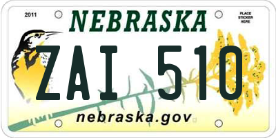 NE license plate ZAI510
