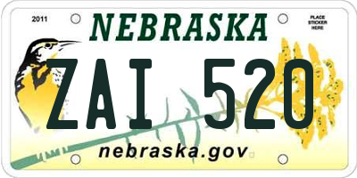 NE license plate ZAI520