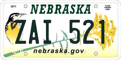 NE license plate ZAI521