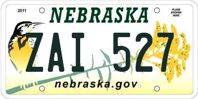 NE license plate ZAI527