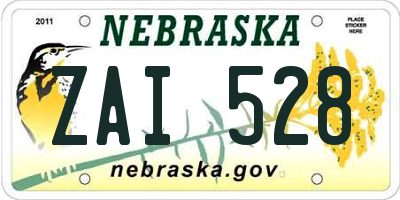 NE license plate ZAI528