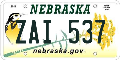 NE license plate ZAI537