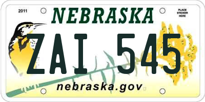 NE license plate ZAI545