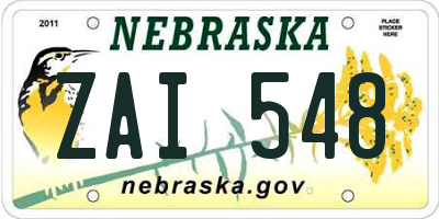 NE license plate ZAI548