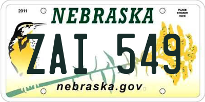 NE license plate ZAI549