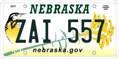 NE license plate ZAI557