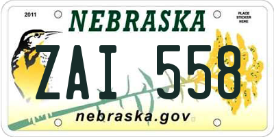 NE license plate ZAI558