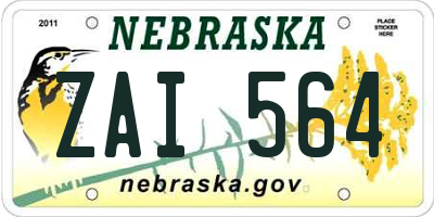 NE license plate ZAI564