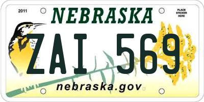 NE license plate ZAI569