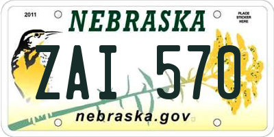 NE license plate ZAI570