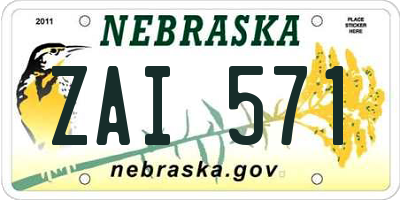 NE license plate ZAI571