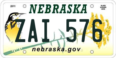 NE license plate ZAI576