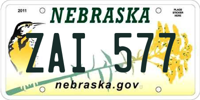 NE license plate ZAI577