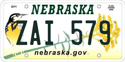 NE license plate ZAI579