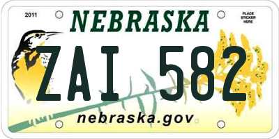 NE license plate ZAI582