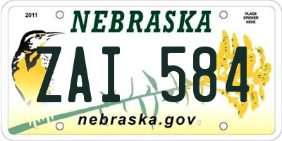 NE license plate ZAI584