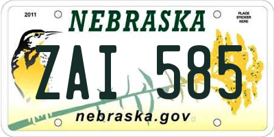 NE license plate ZAI585