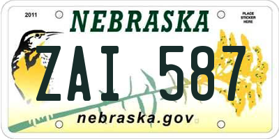 NE license plate ZAI587