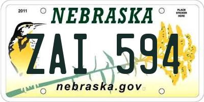 NE license plate ZAI594