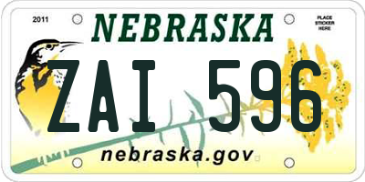 NE license plate ZAI596