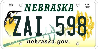 NE license plate ZAI598