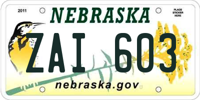 NE license plate ZAI603