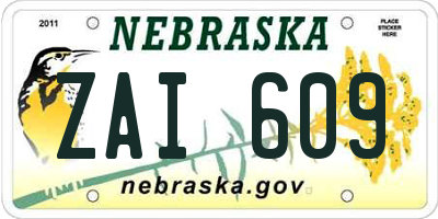 NE license plate ZAI609