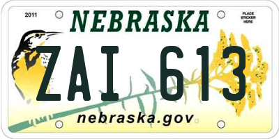 NE license plate ZAI613