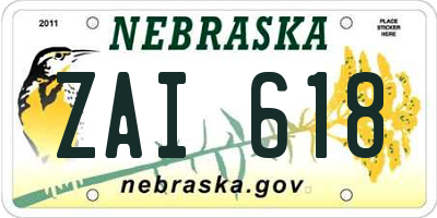 NE license plate ZAI618