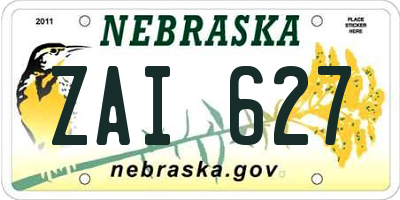 NE license plate ZAI627