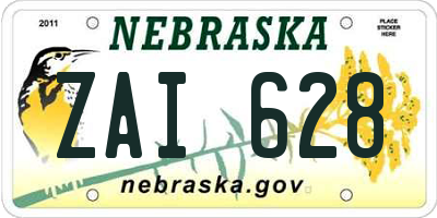 NE license plate ZAI628