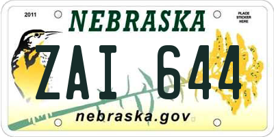 NE license plate ZAI644