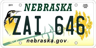 NE license plate ZAI646