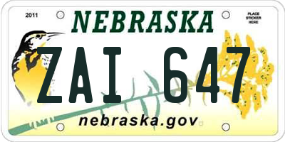 NE license plate ZAI647