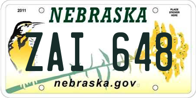 NE license plate ZAI648