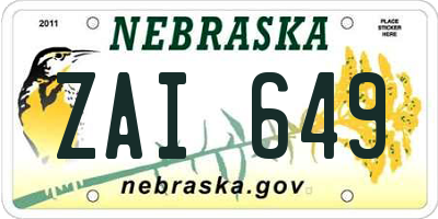 NE license plate ZAI649