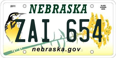 NE license plate ZAI654