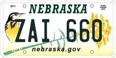 NE license plate ZAI660