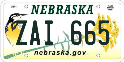 NE license plate ZAI665